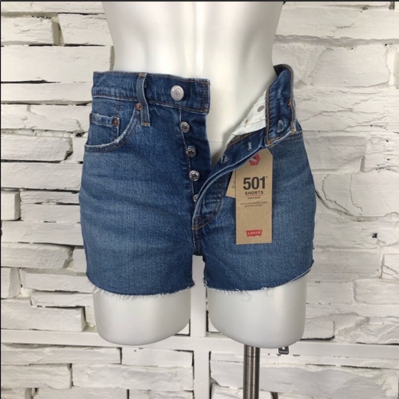 Levi’s 501’s High Rise Shorts Button Fly Hi Rise - Picture 6 of 7